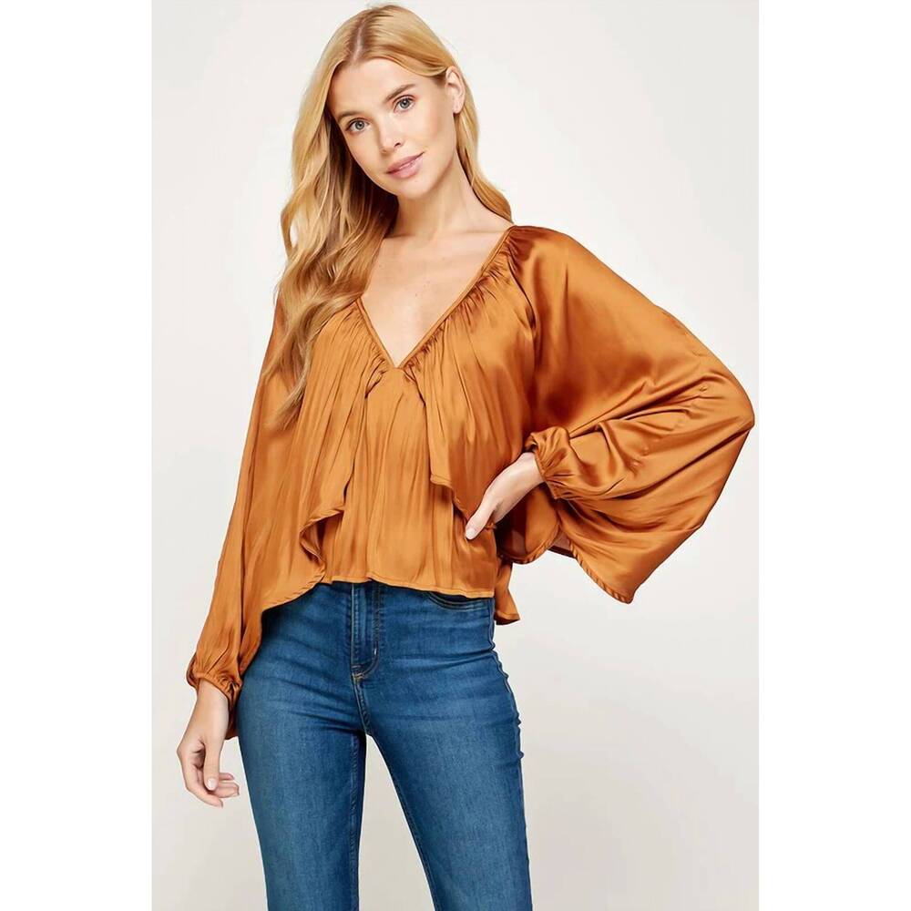 NEW STRUT & BOLT cher silky blouse in bronze